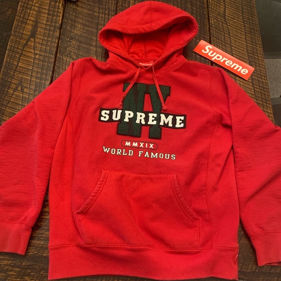 Supreme NY World Famous Red Hoodie. Shirts 